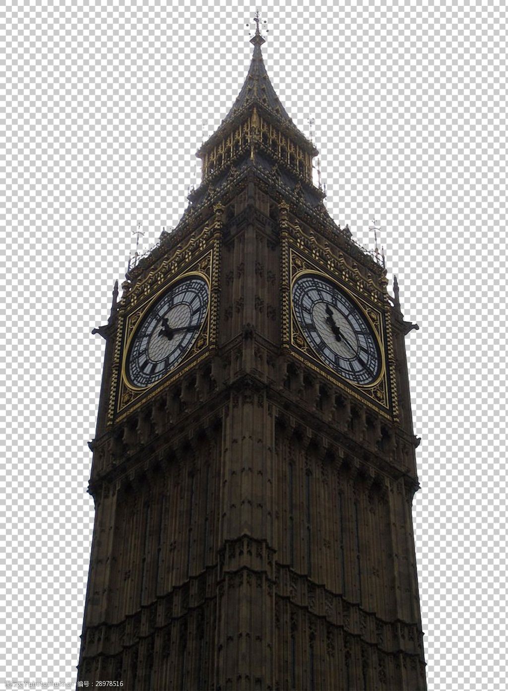 伦敦大本钟半侧面图免抠png透明图层素材