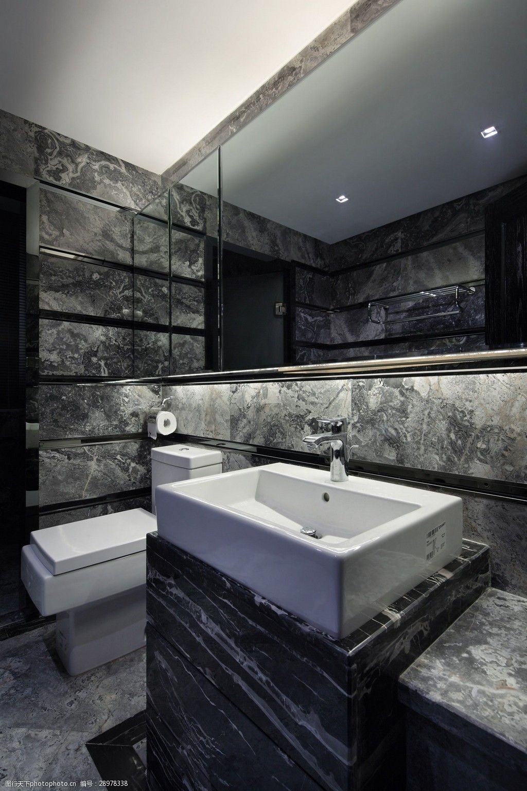 简约风室内设计盥洗室大理石墙面效果图