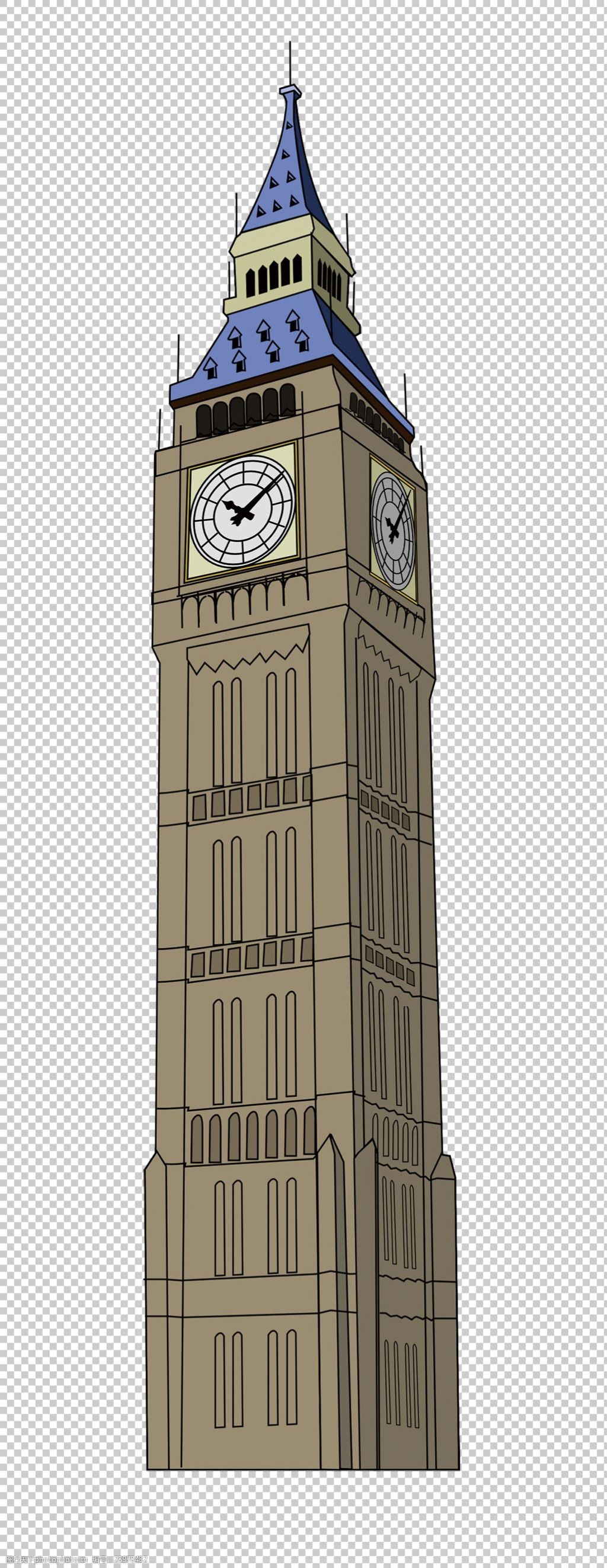 英国大本钟手绘素描图片