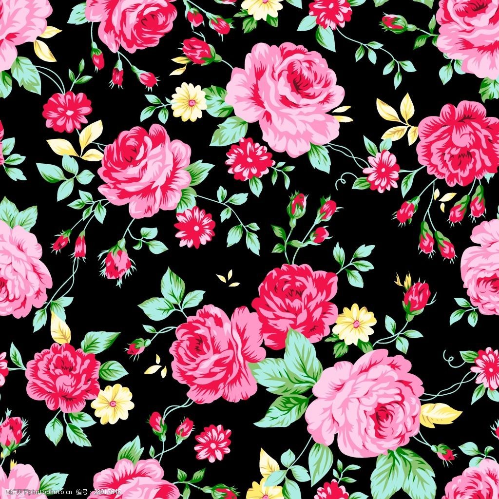 黑底红花装饰图案