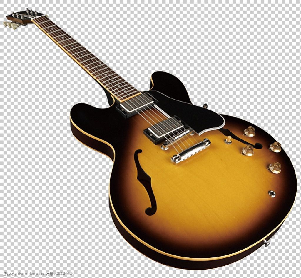 圆弧形电吉他免抠png透明图层素材