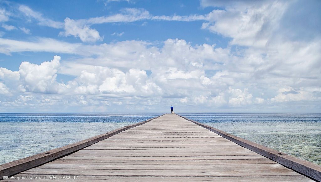 蓝天白云木板独桥淘宝banner背景图片-图行天下图库