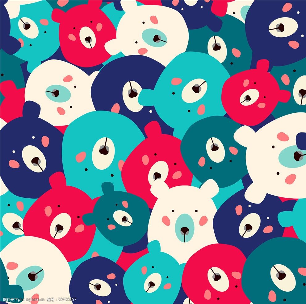 卡通熊四方连续底纹