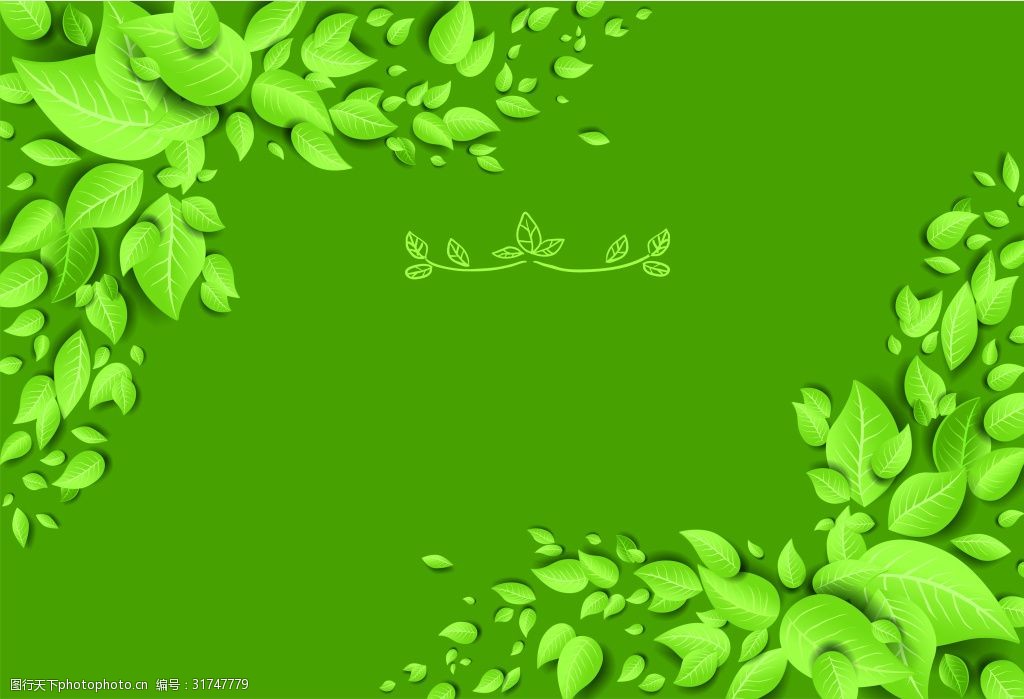 绿色树叶自然海报背景素材